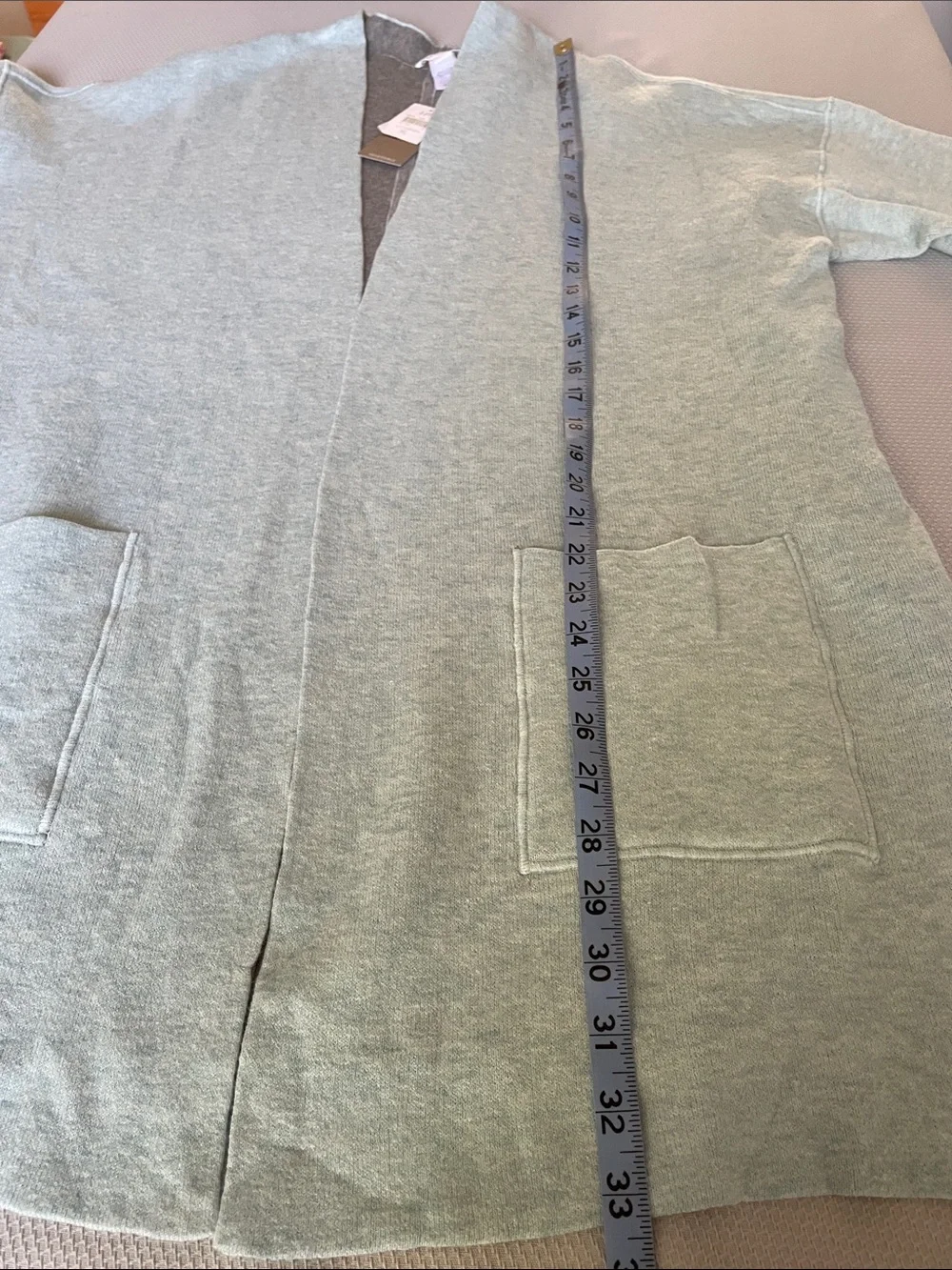 New J. Jill Reversible Cardigan Blue/Gray Cotton Blend Sweater Size XL